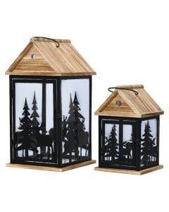 Candle holder, Christmas motif, metal, black color, L21-W21-H40cm