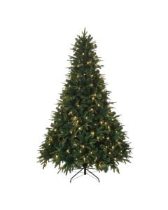 New Year Tree with LED lighting, Balsamea fir, PE & PVC, green color, 210 cm, 1410 branches, 430 LED bulbs