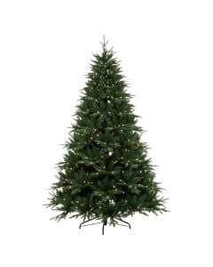 New Year Tree with LED lighting, Grandis fir, PE & PVC, green color, 210 cm, 1229 branches, 430 LED bulbs