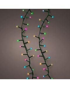 Decorative lighting string, LED, 200L, 10m, 8 functions, multi-colored, black cable, 3 m mains connection cable, supports 3 connections, IP44