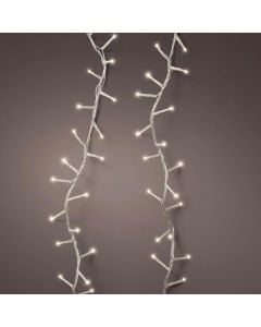 Decorative lighting string, LED, 1000L, 50m, static, natural color, transparent color cable, 3 m network connection cable, supports 3 connections, IP44