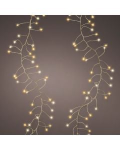 Decorative lighting strip, Micro LED, 960L, 12m, 8 functions, warm color, gold-colored cable, 3 m mains connection cable, IP44