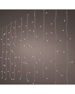 Curtain light, LED, 200L, 2x1m, static, warm color, transparent color cable, 3 m mains connection cable, supports 3 connections, IP44
