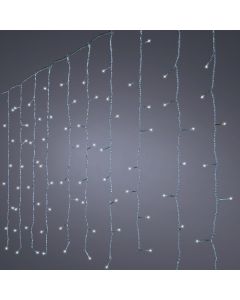 Curtain light, LED, 200L, 2x1m, all flash, cold color, transparent color cable, 3 m mains connection cable, supports 3 connections, IP44