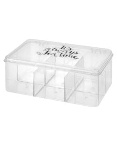 Kuti mbajtëse çaji, polistiren, transparente, 21 x15 x H 9cm