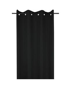 Bea full curtain with rings,  100% polyester, black, 140x260 cm