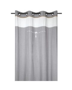 Candice full curtain with rings,  100% cotton, grey, 140x260 cm