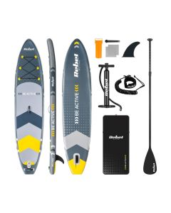 Paddle board, Rebel Active Grey, 335x84x15 cm, Eva 3 mm, 12-15 PSI, perfshihet pompa, lopata, canta, rripi i kembes
