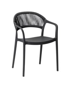 Karrige per ambien te jashtem, PP, thurrje PE, ngjyre gri e erret, 57x54xH80 cm