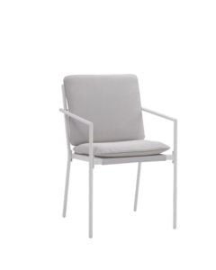 Outdoor armchair, metal, white, gray slats, 52x57.5xH79 cm