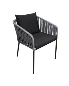Outdoor chair, metal, anthracite structure, black slats, anthracite weave, 59.5x59.5xH77 cm