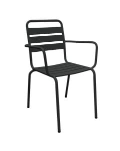 Outdoor metal arm chair, anthracite color, 53x62xH4 cm