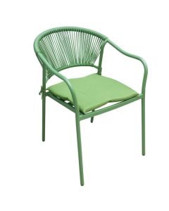 Karrige me krahe per ambient te jashtem, metalike, ngjyre jeshile, thurrje jeshile, shilte jeshile, 54x66xH82 cm