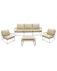 Set per ambientin e jashtem, Relax set, ngjyre bezhe, 2 kolltuk tek + 1 kolltuk dopio + 1 tavoline, teku 72.5x84xH75 cm, dopio 211x84xH75 cm, tavolina 80x80xH37.5