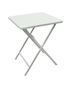 Tavoline e palosshme per ambient te jashtem, metalike, ngjyre e bardhe, 55x55xH71 cm