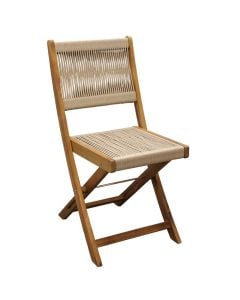 Folding chair for outdoor environment, tropical Acacia wood + polyester weave, 40x51xH82 cm