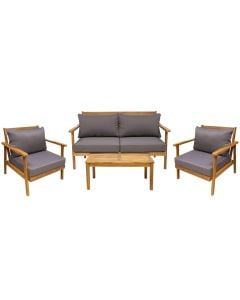 Set per ambient te jashtem, dru tropikal Acacia, 2 kolltuk tek + 1 kolltuk dopio + tavoline, teku 82x78.5xH83 cm, dopio 152x78.5xH65 cm, tavolina 90x45xH42 cm