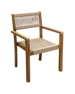Outdoor armchair, tropical Acacia wood + polyester weave, 60x57.5xH89 cm
