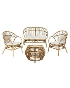 Set rattani per ambient te jashtem, 2 kolltuk tek + 1 sofa dopio + 1 tavoline, teku 80xD65xH85 cm, sofa 130xD65xH85 cm, tavolina D60xH45 cm
