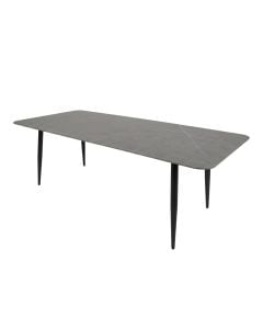 Outdoor table, Aluminum + ceramic, black structure, gray ceramic, 220x100xH73 cm