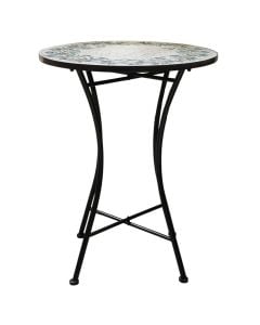 Tavoline Mosaic, metal/qeramike, strukture e zeze, suprine me motive ulliri, D60xH75 cm