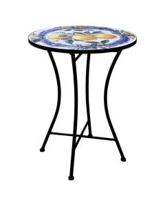 Tavoline Mosaic, metal/qeramike, strukture e zeze, suprine me motive limoni, D60xH75 cm