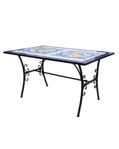 Tavoline Mosaic, metal/qeramike, strukture e zeze, suprine me motive limoni, 140x90xH75 cm