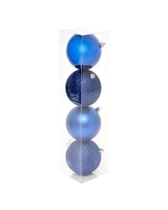 Decorative sphere (pk4), glass, blue color, 8 cm