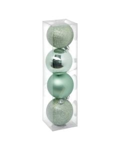 Decorative sphere (pk4), glass, light green color, 8 cm