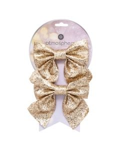 Christmas decorative ribbon, gold color, 14x16 cm