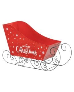 Hanging decorative object, SANTA Sleigh, metallic, red color, 65 cm