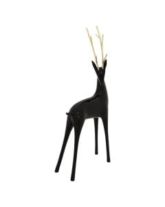 Decorative character, polyresin, Deer, black color with gold, L. 19.5 x D. 9 x H. 40 cm