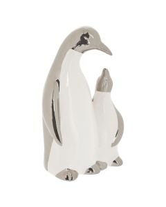 Decorative ceramic figure, Penguin, white and gray color, L. 9.4 x P. 6 x H. 14.5 cm