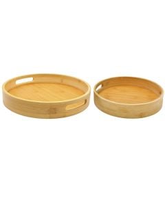 Serving tray set (2 pieces), bamboo, natural, Dia. 25 / 30 cm