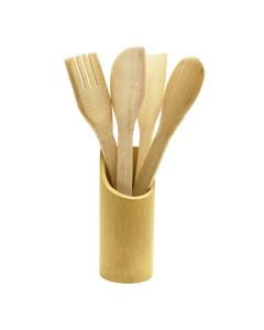 Set lugë/pirun/spatul, bambu, natyrale, 30 cm