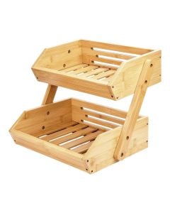 2-tier shelf organizer, bamboo, natural, 28x33x26.5 cm