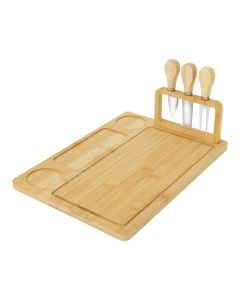 Prerëse dhe aksesor për servirjen e djathit, druri, natyrale, 24x33x1.5 cm