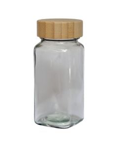 Mbajtëse erëzash, qelq/druri, transparente/natyrale, Dia. 5 x H 11 cm