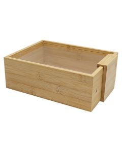 Enë konservimi për drithëra/fruta të thata, qelq/bambu, transparente/natyrale, 11x22.3 cm