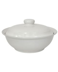 Tas me kapak, qeramikë, e bardhë, Dia.23 x H 8 cm