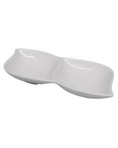 2-section appetizer plate, ceramic, white, 16.6x7.7x4 cm