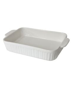 Tavë furre, qeramikë, e bardhë, 26x16.5x4.8 cm