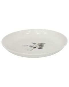 Pjatë servirje, qeramikë, e bardhë, me dizenjo lulesh, Dia. 25.5 cm