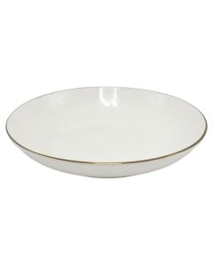 Soup plate, ceramic, white with a gold outline, Dia. 18 cm