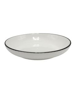 Pjatë servirje, qeramikë, e bardhë me konturnë blu, Doa. 20 cm