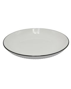 Pjatë servirje, qeramikë, e bardhë me konturnë blu, Dia. 25 cm