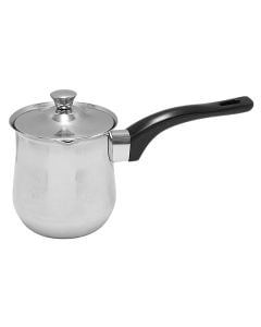 Xhezve me kapak, inoks/plastike, ngjyrë argjendi/e zezë, Dia. 9 / 10x21 cm