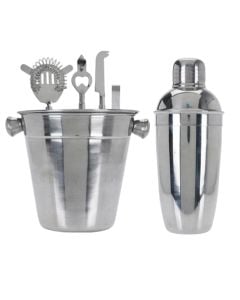 Set për përgatitje kokteil (PK6), inoks, ngjyra argjend, 15x15x24 cm