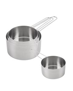 Measuring cup (4 pieces), stainless steel, silver color, 60/80/125/250 ml