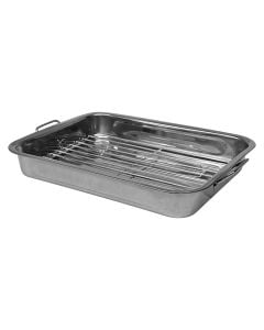 Roasting tray, stainless steel, silver color, 40x28 cm